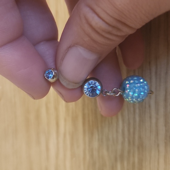 Sparkly Blue Belly Button Ring - Picture 2 of 2